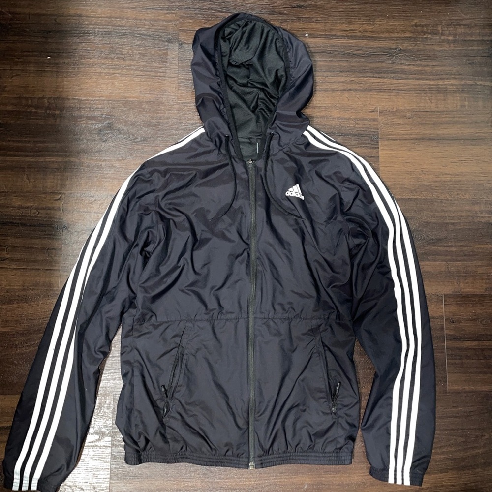 Adidas Black Zip-Up Windbreaker